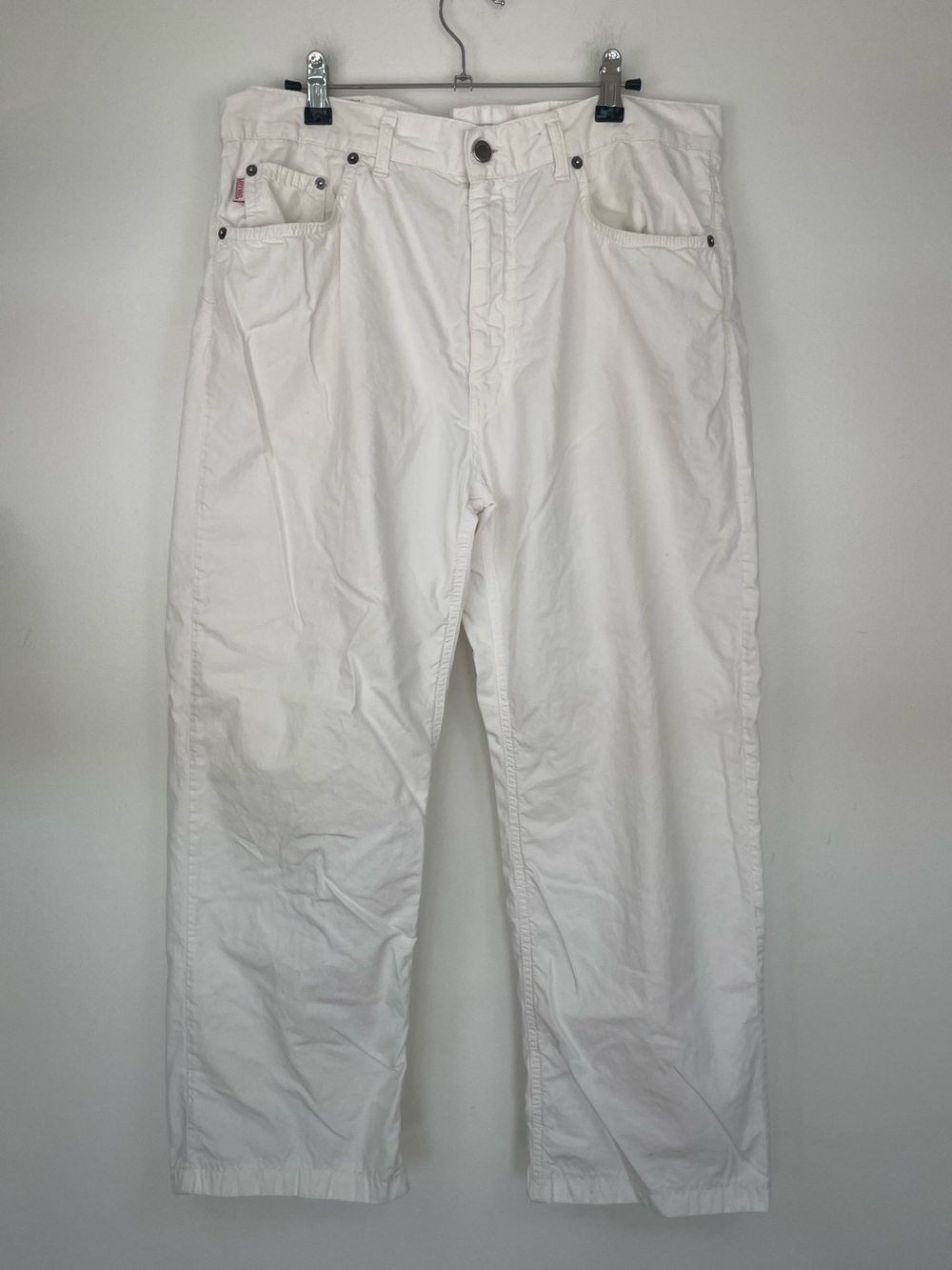 Vintage Moschino Jeans White Wide Leg Cropped Pants Y2K 36